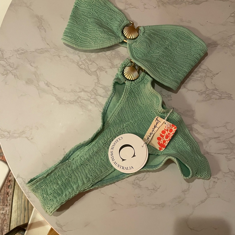 Zimmermann Green Textured Bikini Set